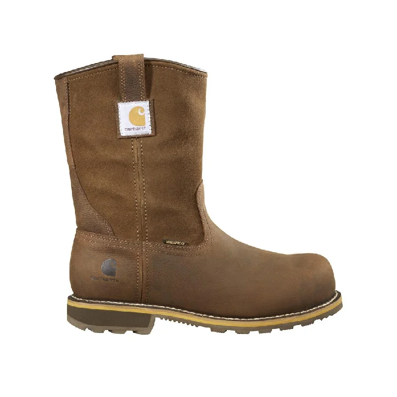 Street Running Shoes 10" Traditional Welt Soft-Toe Waterproof Wellington Pull-On Boot Brown