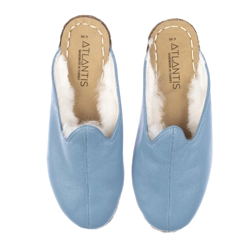 Anti-Slip Sneakers Men's Ice Blue Shearling Slippers