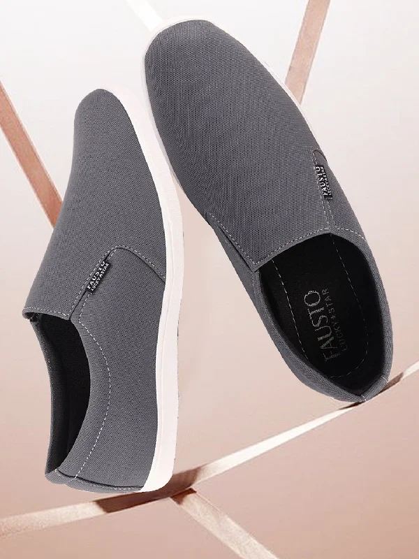 Anti-Slip Sneakers Men Grey Casual Canvas Slip-On Loafers