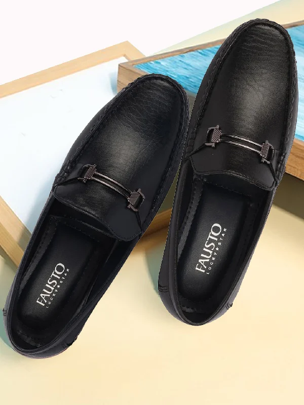 Lightweight Loafers Basics Men Black Horsebit Buckle Premium Slip On Casual Loafers and Moccasin Shoes
