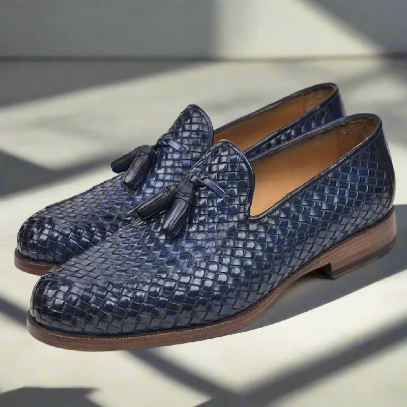Active Lifestyle Shoes Frederick Navy Blue Braided Tassel Loafer