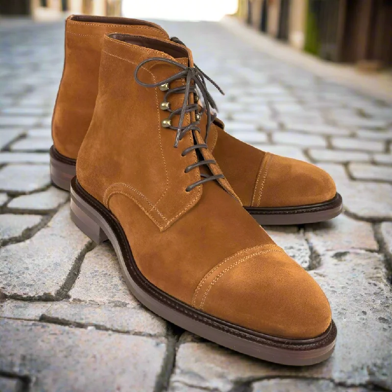 Durable Running Shoes Leo Tan Suede Lace Up Boot