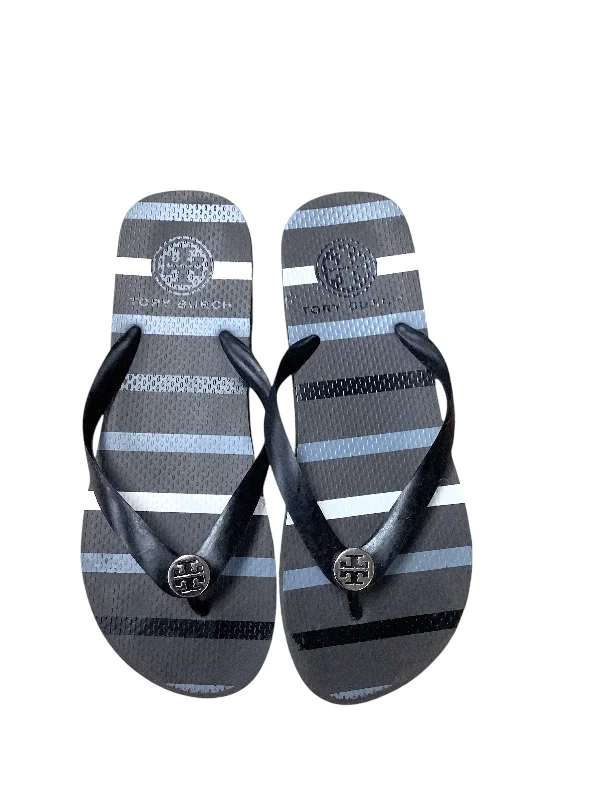 Cushion Insole Shoes Sandals Flip Flops By Tory Burch In Striped Pattern, Size: 7