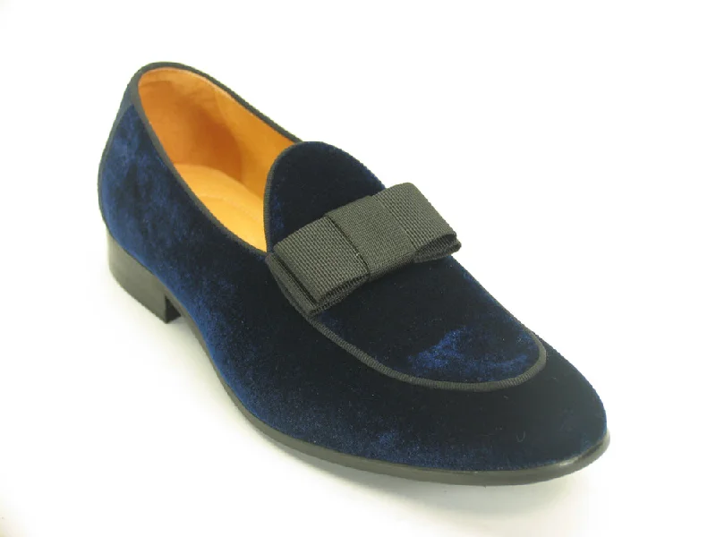 Travel Comfort Shoes Carrucci KS525-102V Velvet Prom Loafer - Navy