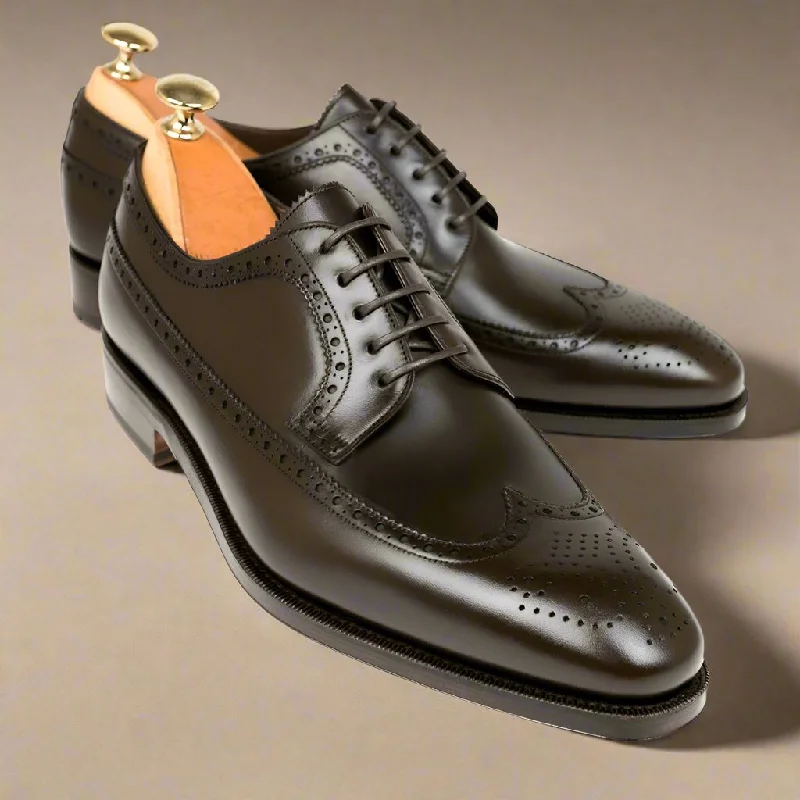 Budget Casual Shoes Hudson Dark Brown Wingtip Derby