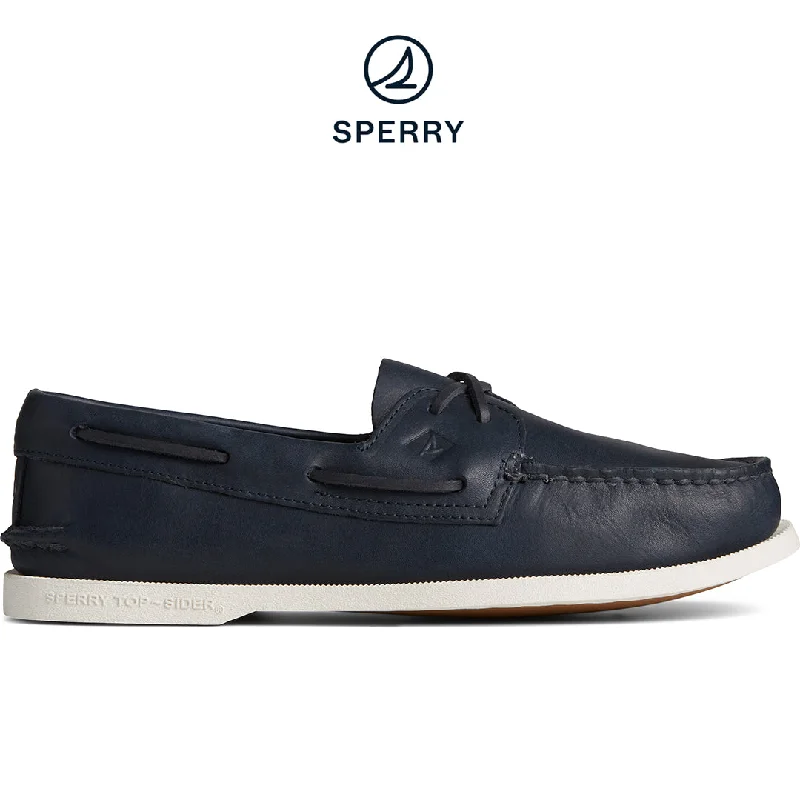 Slip-Resistant Shoes Men's Authentic Original™ Cross Lace Leather Boat Shoe Navy (STS24958) Slip-Resistant Shoes Men's Authentic Original™ Cross Lace Leather Boat Shoe Navy (STS24958)