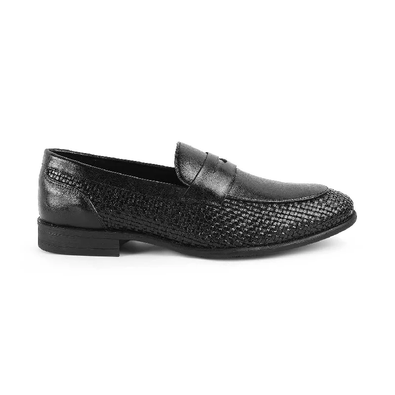 Trendy Everyday Shoes Tresmode Jim Black Men's Leather Penny Loafers