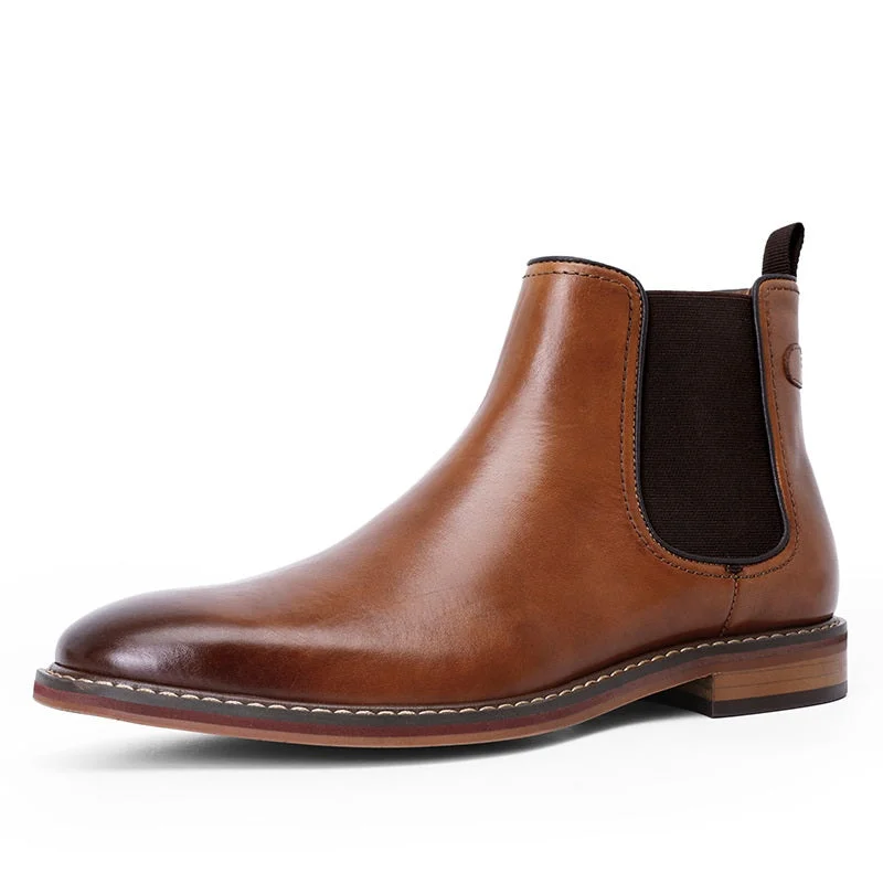 Comfortable Travel Shoes Men's Genuine Leather Chelsea Dress Boots