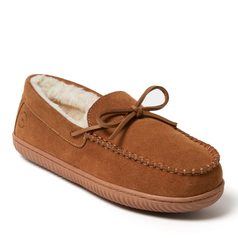 Breathable Sport Sneakers Dearfoams Men's Douglas Genuine Suede Moccasin Slipper with Tie