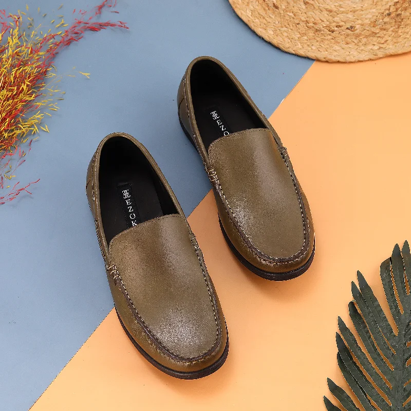 Sporty Slip-Ons Ezok Leather Casual Shoes For Men