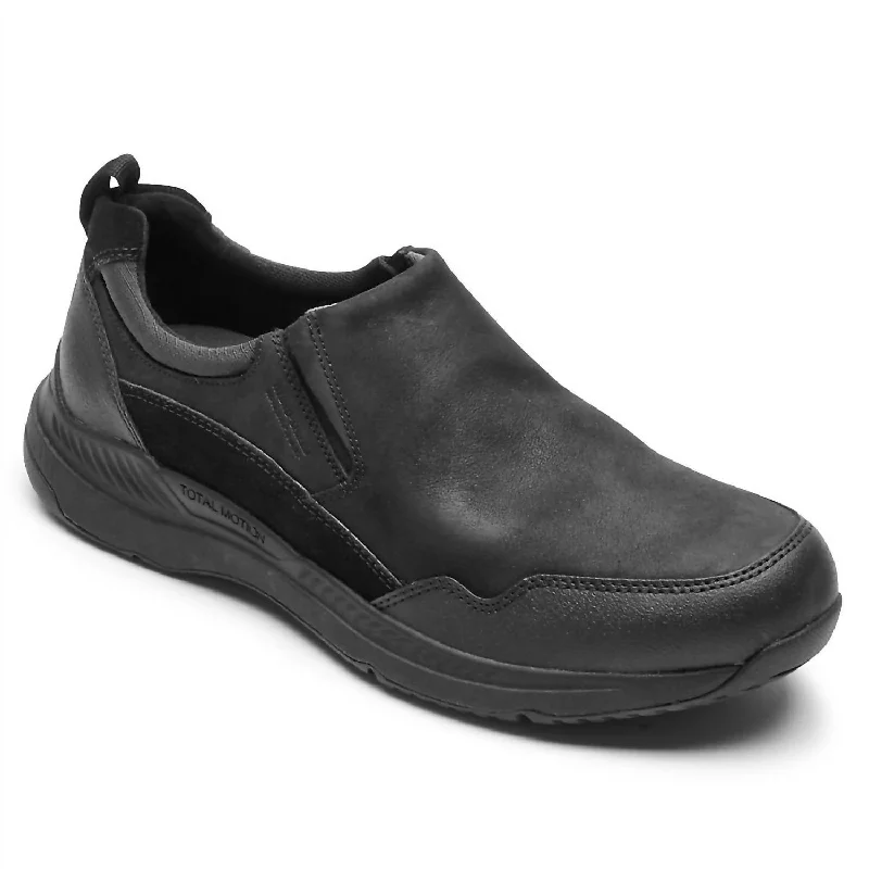 Lightweight Athletic Shoes Men's Total Motion Trail Waterproof Slip-On Shoes In Black