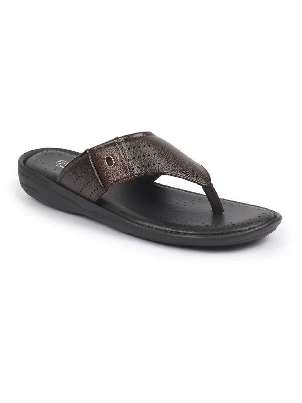 Ultra-Lightweight Sneakers FAUSTO Men Brown Open Toe Flip-Flop Slippers With Memory Cushion|Outdoor Slipper For Men