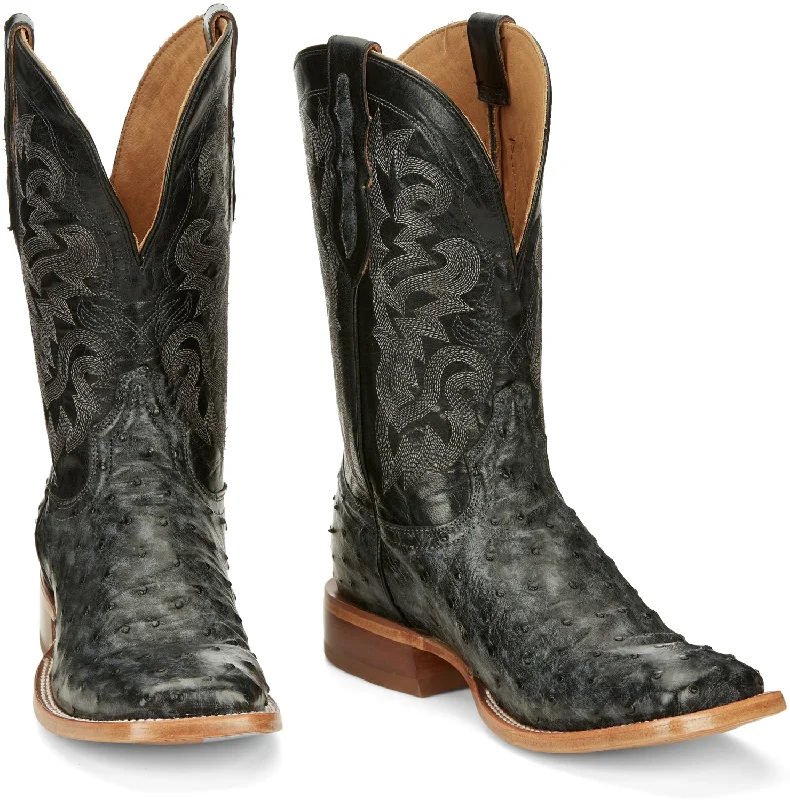 Plush Walking Shoes Tony Lama 11in Mens Blackened Blue Moore FQ Ostrich Cowboy Boots