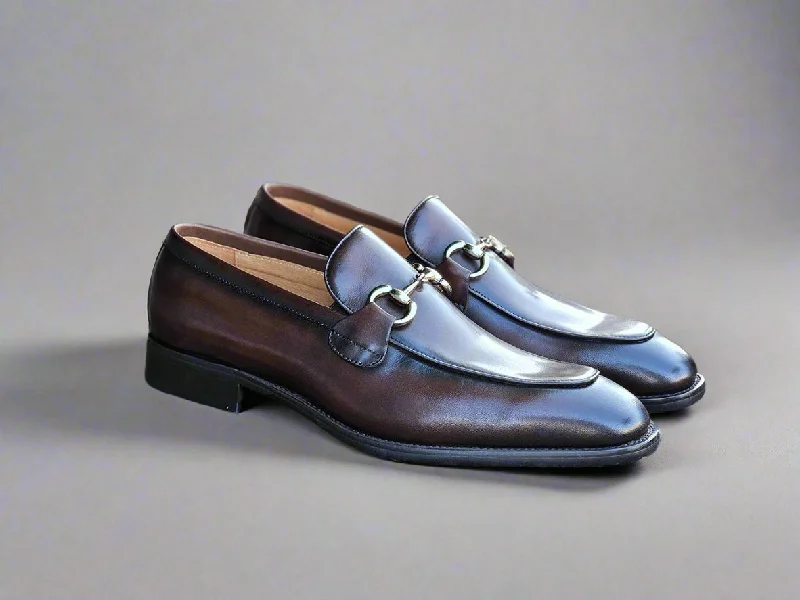 Slip-Resistant Shoes Burnished Calfskin Horsebit Loafer