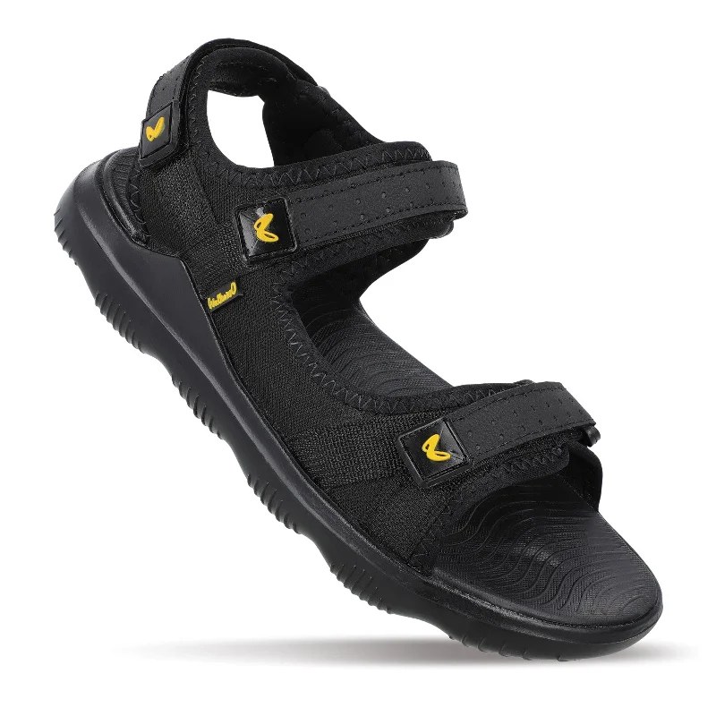 Anti-Fatigue Shoes Walkaroo Men Strappy Floater Sandals  - WC4334 Black Black