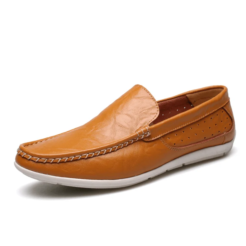 Slip-Resistant Shoes New Men Casual Outdoor Soft Comfortable Leather Slip on Flats Loafers Shoes