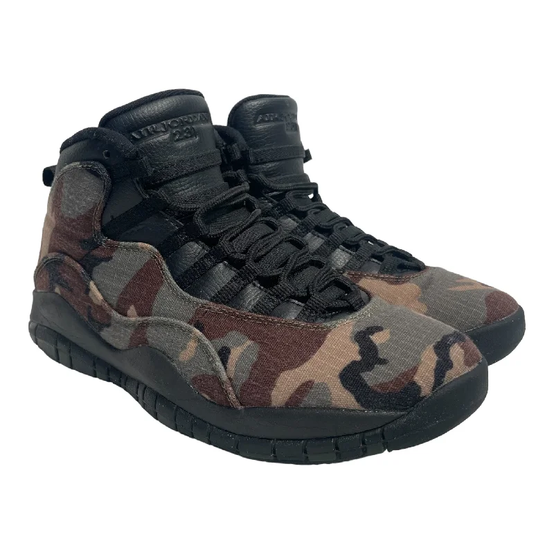 Modern Running Shoes Jordan/Hi-Sneakers/US 8.5/Camouflage/Cotton/GRN/JORDAN 10 WOODLAND CAMO