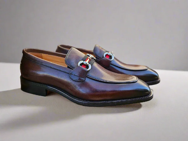 Flexible Running Shoes Burnished Calfskin Slip-On Loafer
