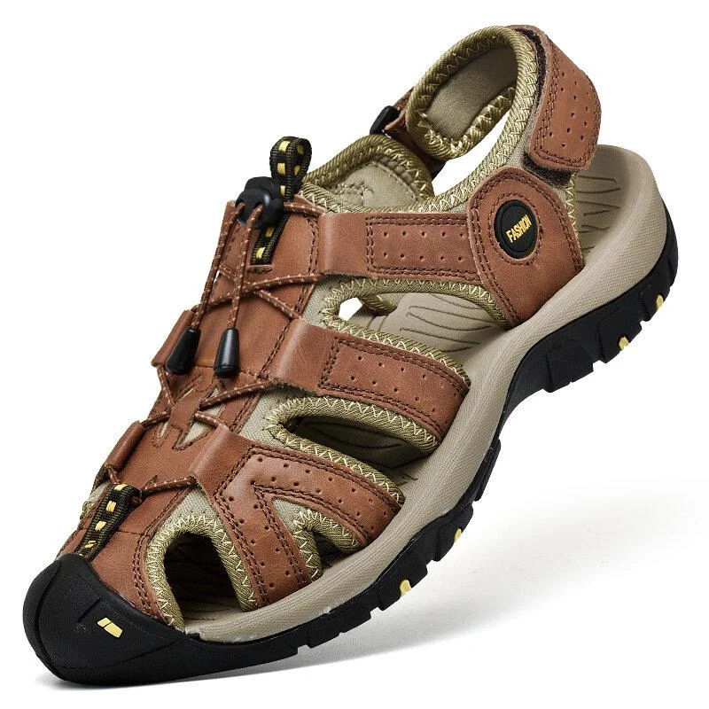 High-Quality Sneakers Men Cowhide Breathable Non-Slip Closed Toe Wading Casual Outdoor Sandals