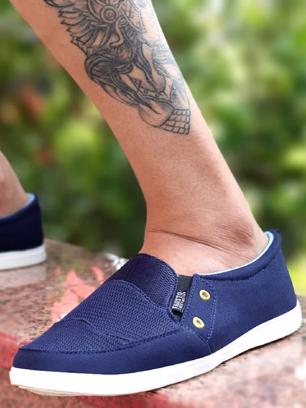 All-Season Sneakers Men Blue Casual Canvas Slip-On Loafers