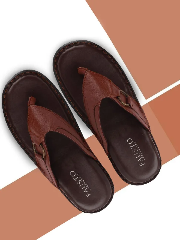 Comfy Sport Shoes Men Tan Casual Leather Slip-On Outdoor Slippers