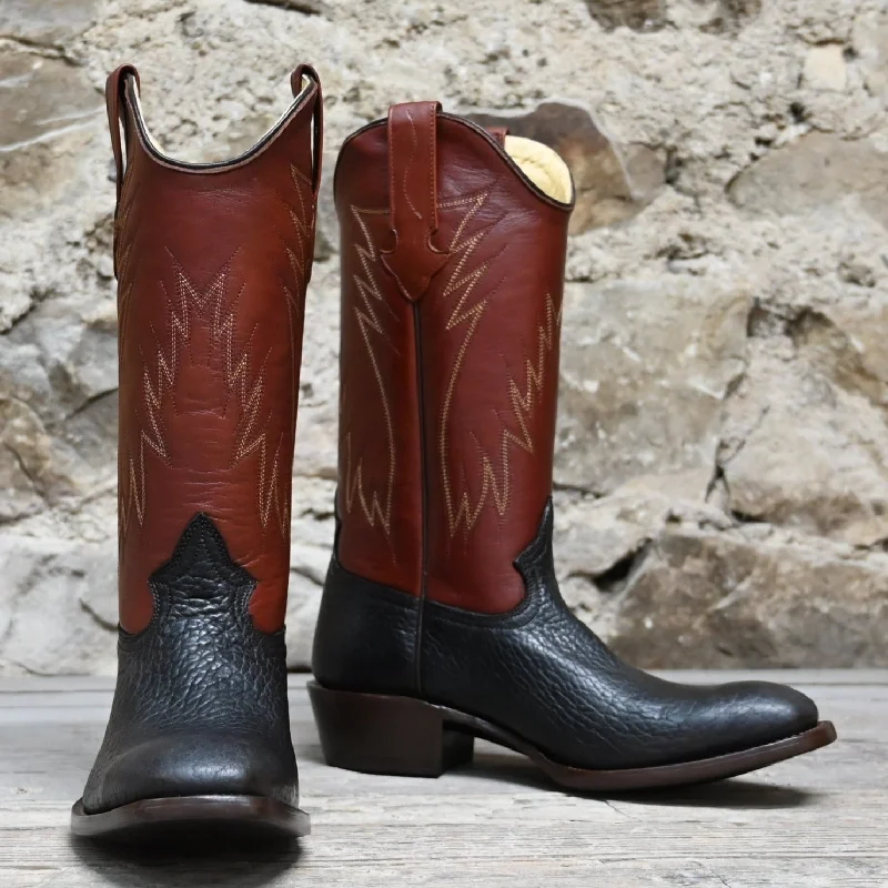 Soft Foam Shoes Nutted Calf Tobacco Bison Town Boot on Custom "Cowboy" Last