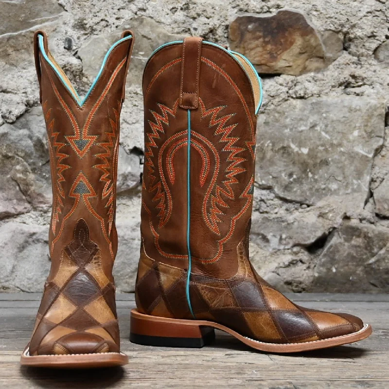 Flexible Sole Sneakers Horse Power Men's 13" Crazy Train Patchwork Crazyhorse Vamp and Honey Top