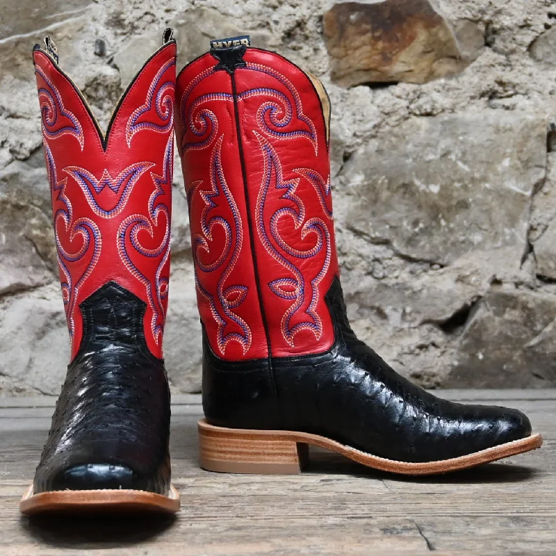Slip-Resistant Shoes Hyer JETMORE RED 13" Red Top with Black Full Quill Ostrich Vamp Slip-Resistant Shoes Hyer JETMORE RED 13" Red Top with Black Full Quill Ostrich Vamp