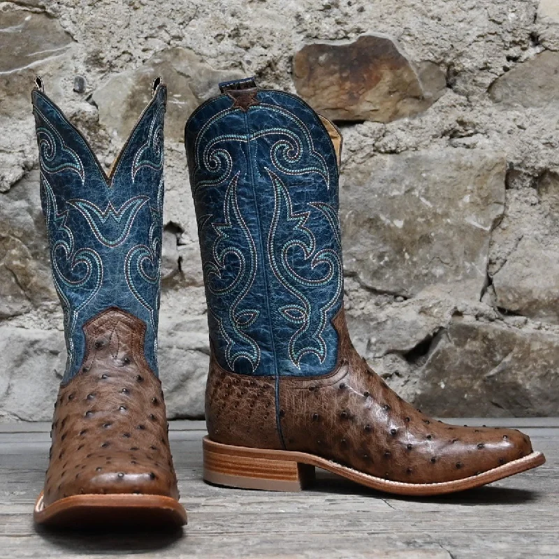 Ultra-Lightweight Sneakers Hyer JETMORE BLUE 13" Blue Top with Tabac Waxy Full Quill Ostrich Vamp Ultra-Lightweight Sneakers Hyer JETMORE BLUE 13" Blue Top with Tabac Waxy Full Quill Ostrich Vamp