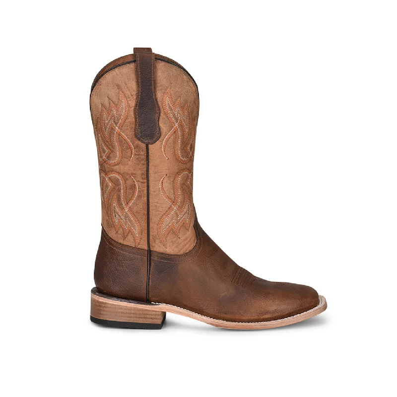 Shockproof Shoes Circle G Mens Tan Embroidery Wide Square Toe Western Boots  L5801