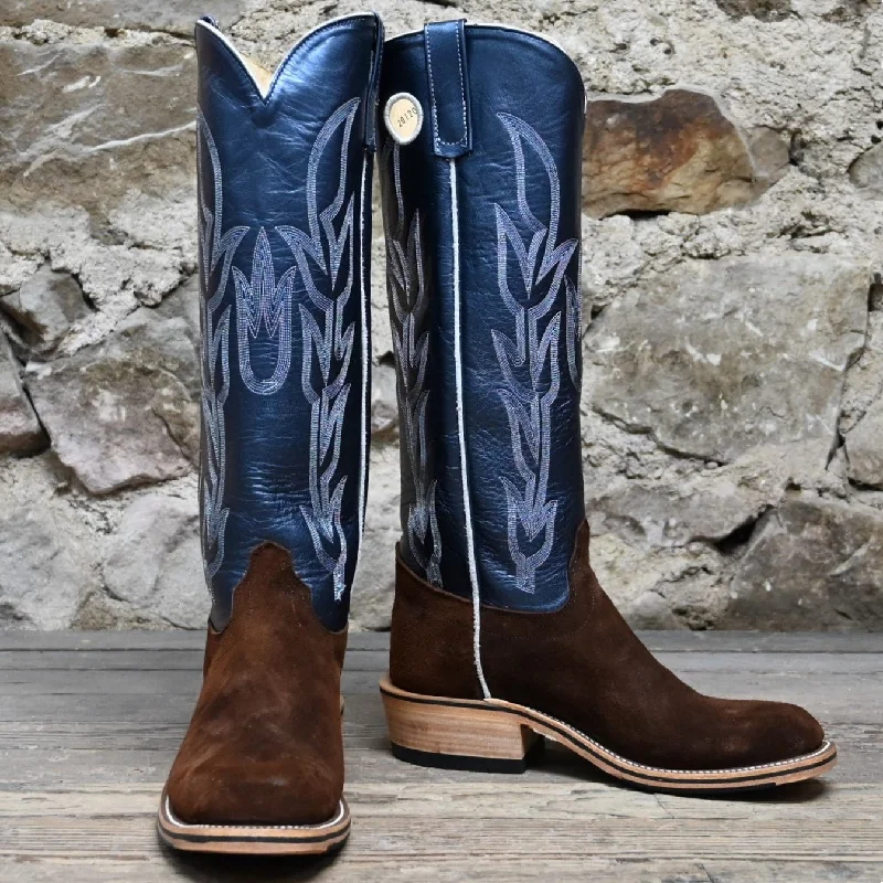 Air-Cushion Shoes Olathe Men's 16" Leather Boot with Regal Blue Top and Roughout Vamp