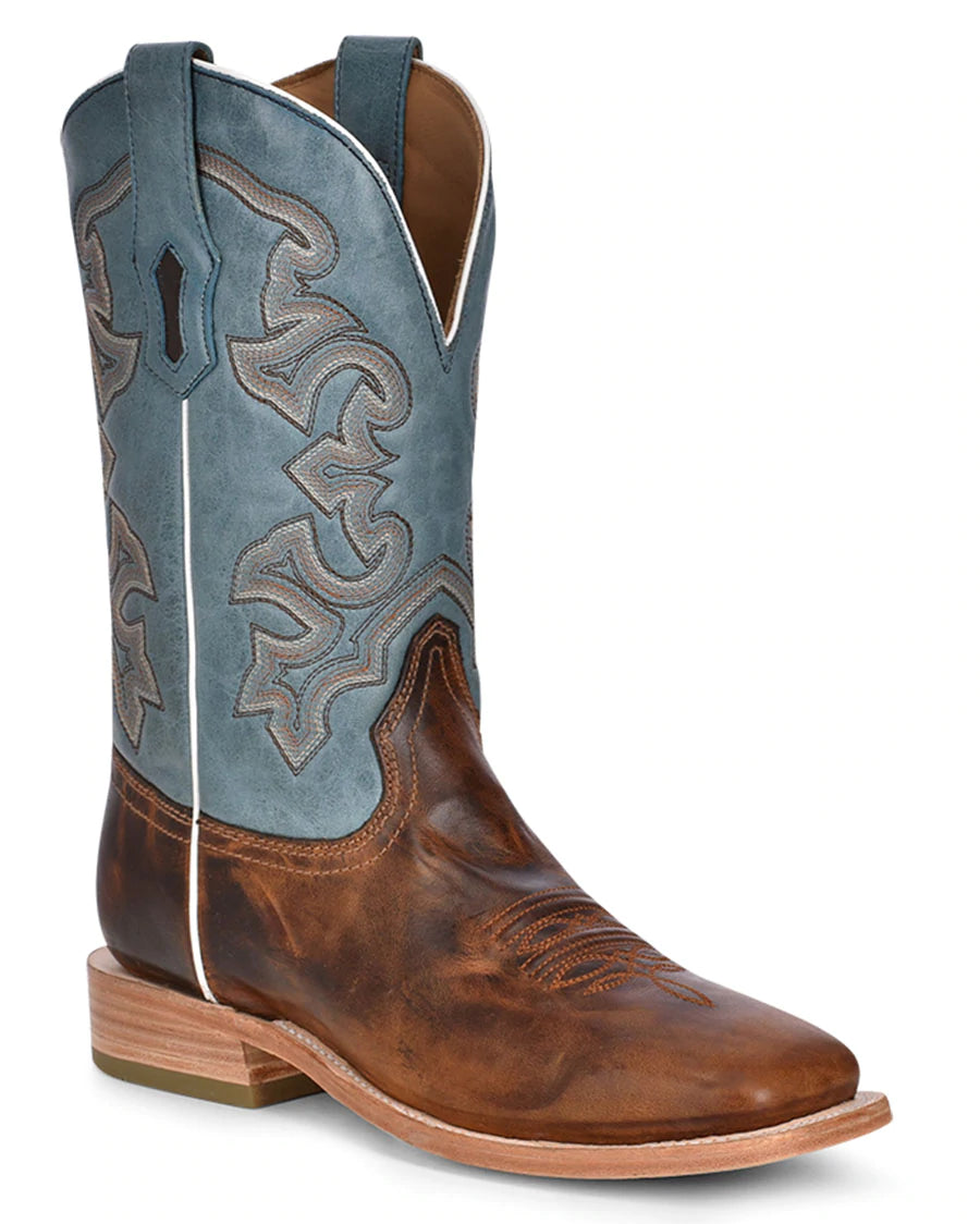 Ultimate Comfort Shoes Corral Mens Rodeo Collection Wide Square Toe Boots - Honey/Blue  A4262