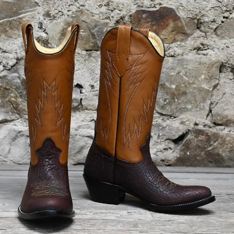 Ultimate Comfort Shoes Nutted Calf Cognac Bison Boot on Custom "Duke" Last