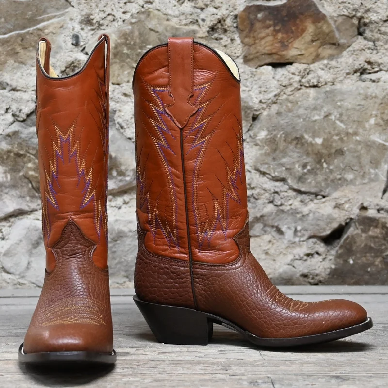 Elegant Casual Shoes Nutted Calf Men's Tan Bison Boot on our Custom Cowboy Last (sm sq toe) Elegant Casual Shoes Nutted Calf Men's Tan Bison Boot on our Custom Cowboy Last (sm sq toe)