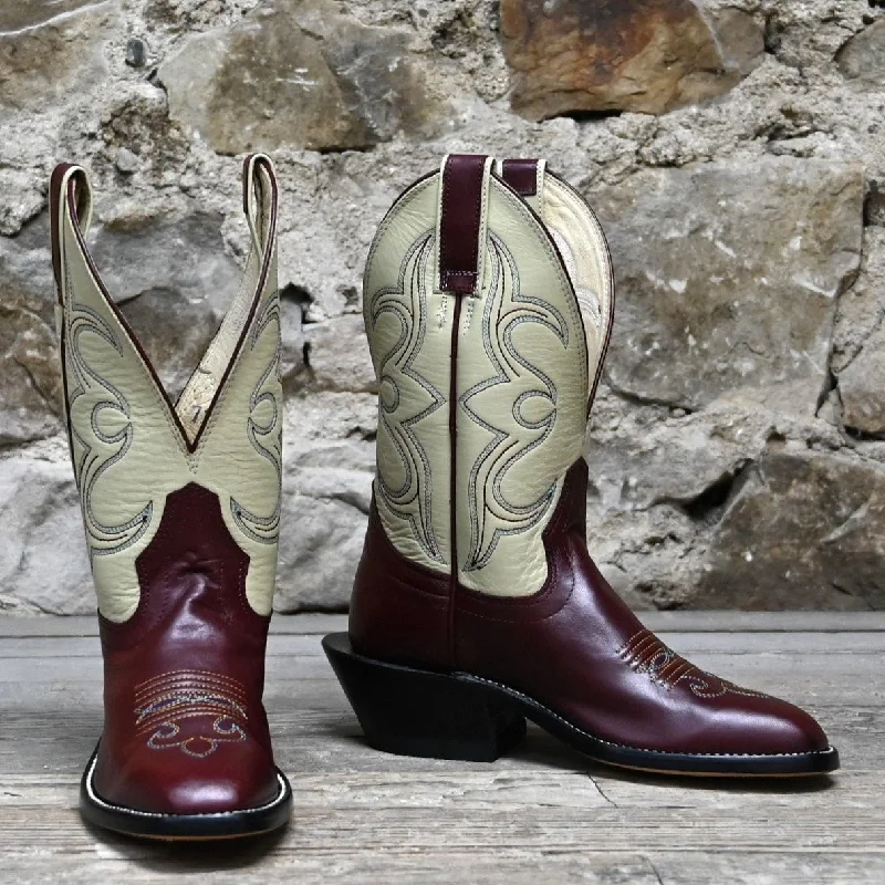 Fashionable Running Shoes Hondo BRONC BOOT 11" Bone Top with Burgundy Soft Premium Cow Vamp Fashionable Running Shoes Hondo BRONC BOOT 11" Bone Top with Burgundy Soft Premium Cow Vamp