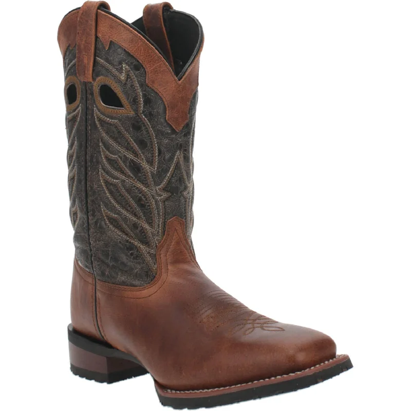 Durable Walking Shoes Laredo Mens Marx Brown/Blue Square Toe Western Boots    7923