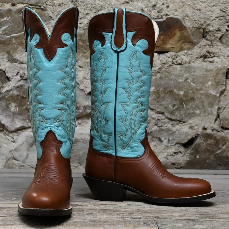 All-Purpose Walking Shoes Nutted Calf Men's 16" Buckaroo Boot with Turquoise Top and Tobacco Vamp All-Purpose Walking Shoes Nutted Calf Men's 16" Buckaroo Boot with Turquoise Top and Tobacco Vamp