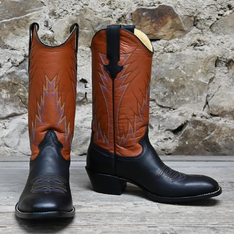 Simple Stylish Sneakers Nutted Calf Men's Black Calf Boot Made on Custom "Cowboy" Last Simple Stylish Sneakers Nutted Calf Men's Black Calf Boot Made on Custom "Cowboy" Last
