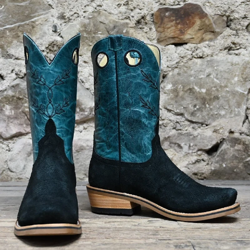 Summer Comfort Shoes Horse Power High Noon 11" Black Suede Vamp with Blue Volcano Shank