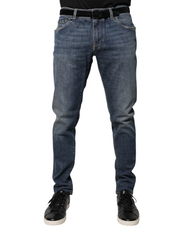 Dolce & Gabbana Logo Plaque Cotton Skinny Men's Jeans