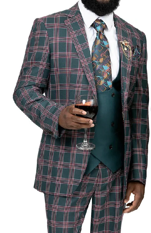 Men’s Fashion 3pc Plaid Suit