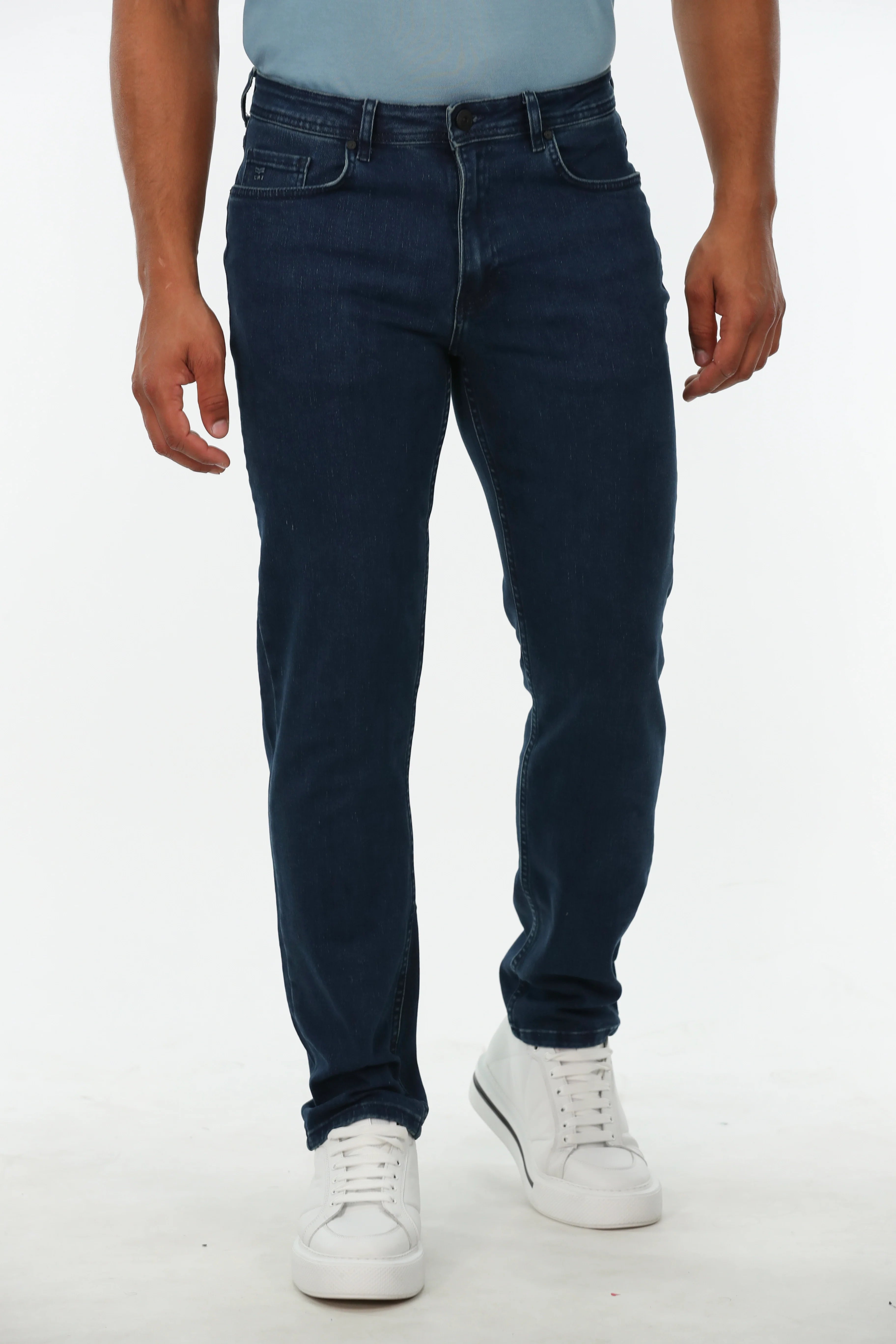 High Waist Dark Blue Denim Jeans