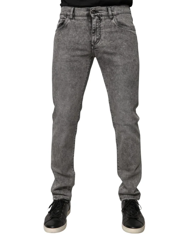 Dolce & Gabbana Logo Plaque Cotton Slim Fit blue Men's Jeans
